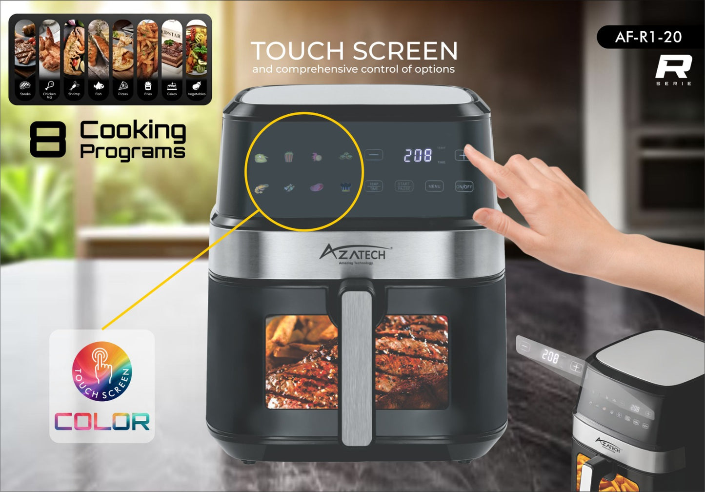 AZATECH 8-in-1 Smart Air Fryer with Touchscreen Control – AF-R1-20