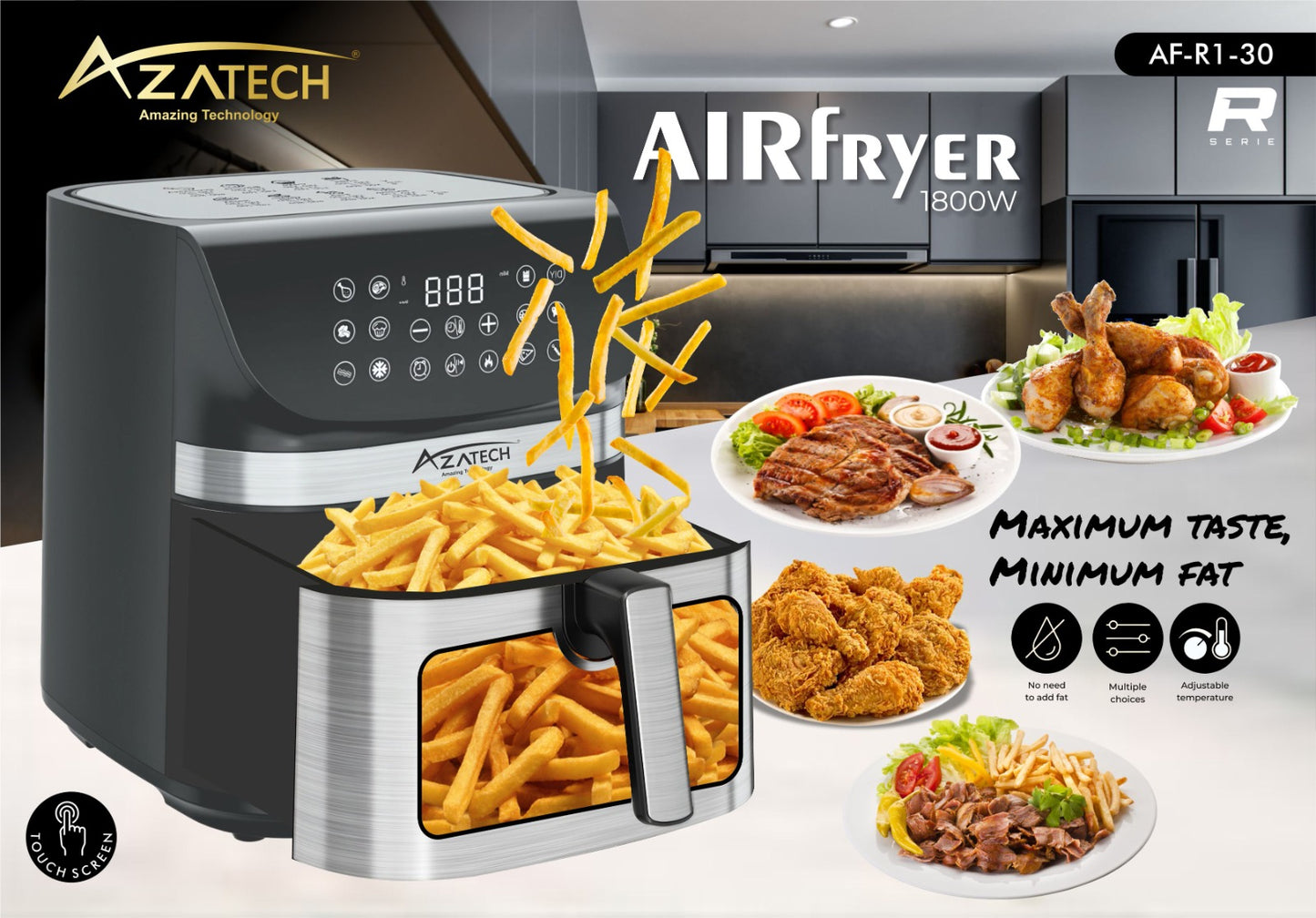 AZATECH 8-in-1 Smart Air Fryer with Touchscreen Control – AF-R1-20