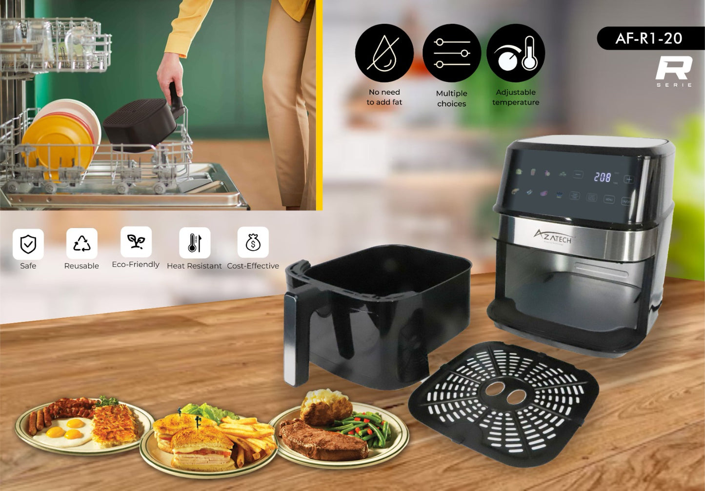 AZATECH 8-in-1 Smart Air Fryer with Touchscreen Control – AF-R1-20