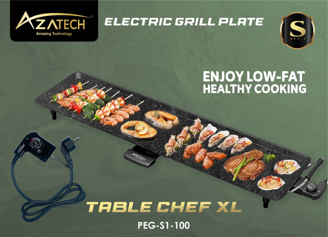 AZATECH TABLE CHEF XXL – Electric Grill Plate for Healthy Cooking