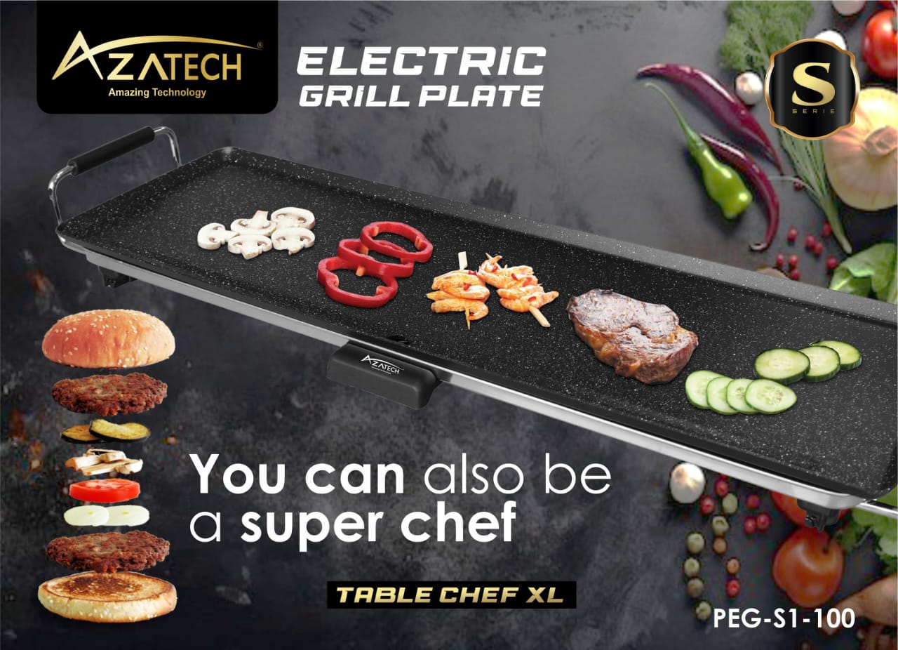 AZATECH TABLE CHEF XXL – Electric Grill Plate for Healthy Cooking