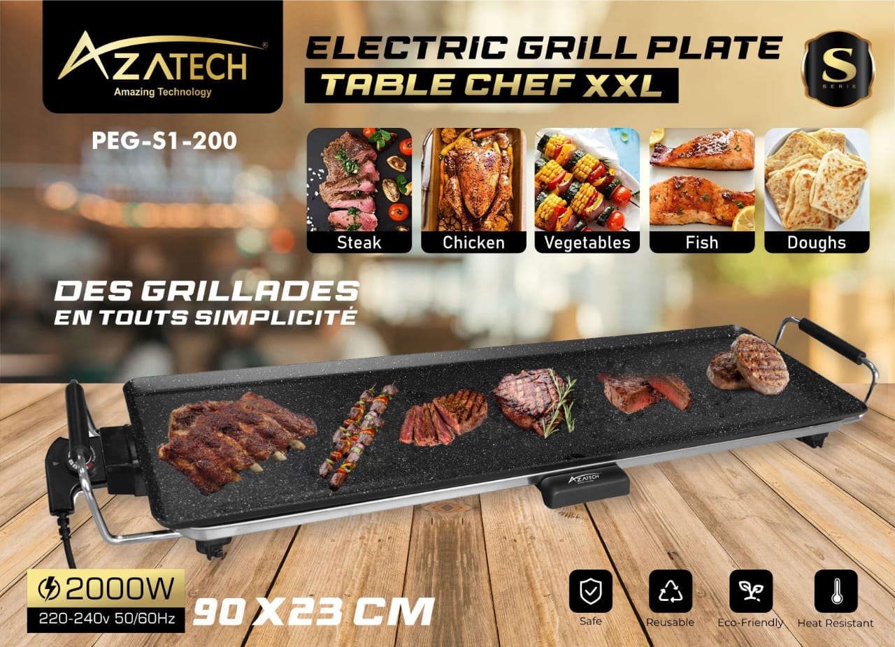 AZATECH TABLE CHEF XXL – Electric Grill Plate for Healthy Cooking