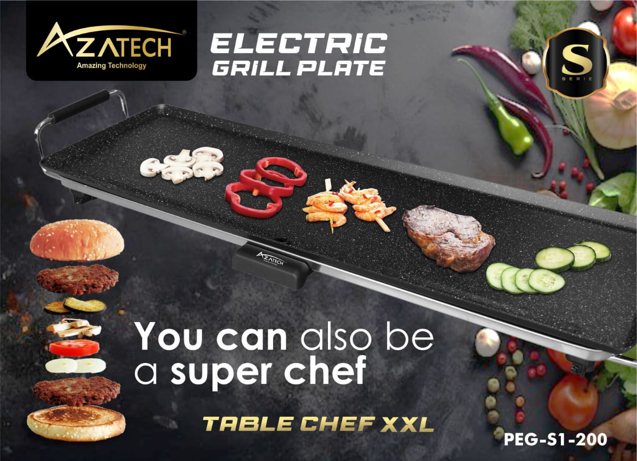 AZATECH TABLE CHEF XXL – Electric Grill Plate for Healthy Cooking