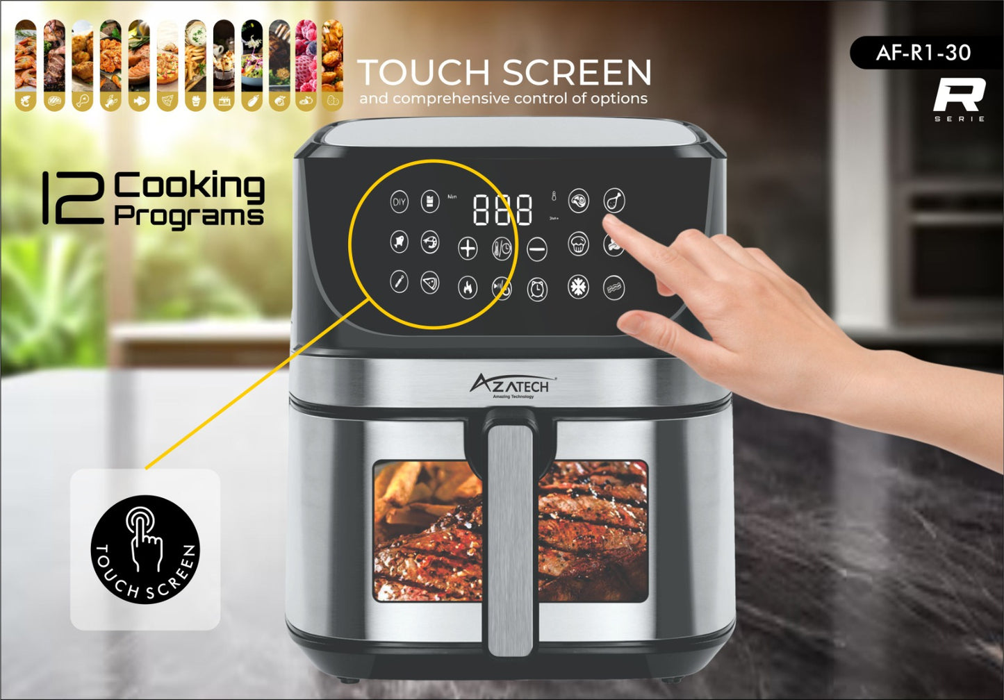 AZATECH 8-in-1 Smart Air Fryer with Touchscreen Control – AF-R1-20