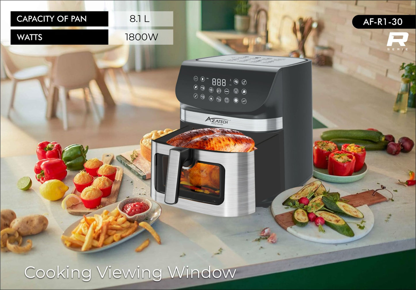 AZATECH 8-in-1 Smart Air Fryer with Touchscreen Control – AF-R1-20