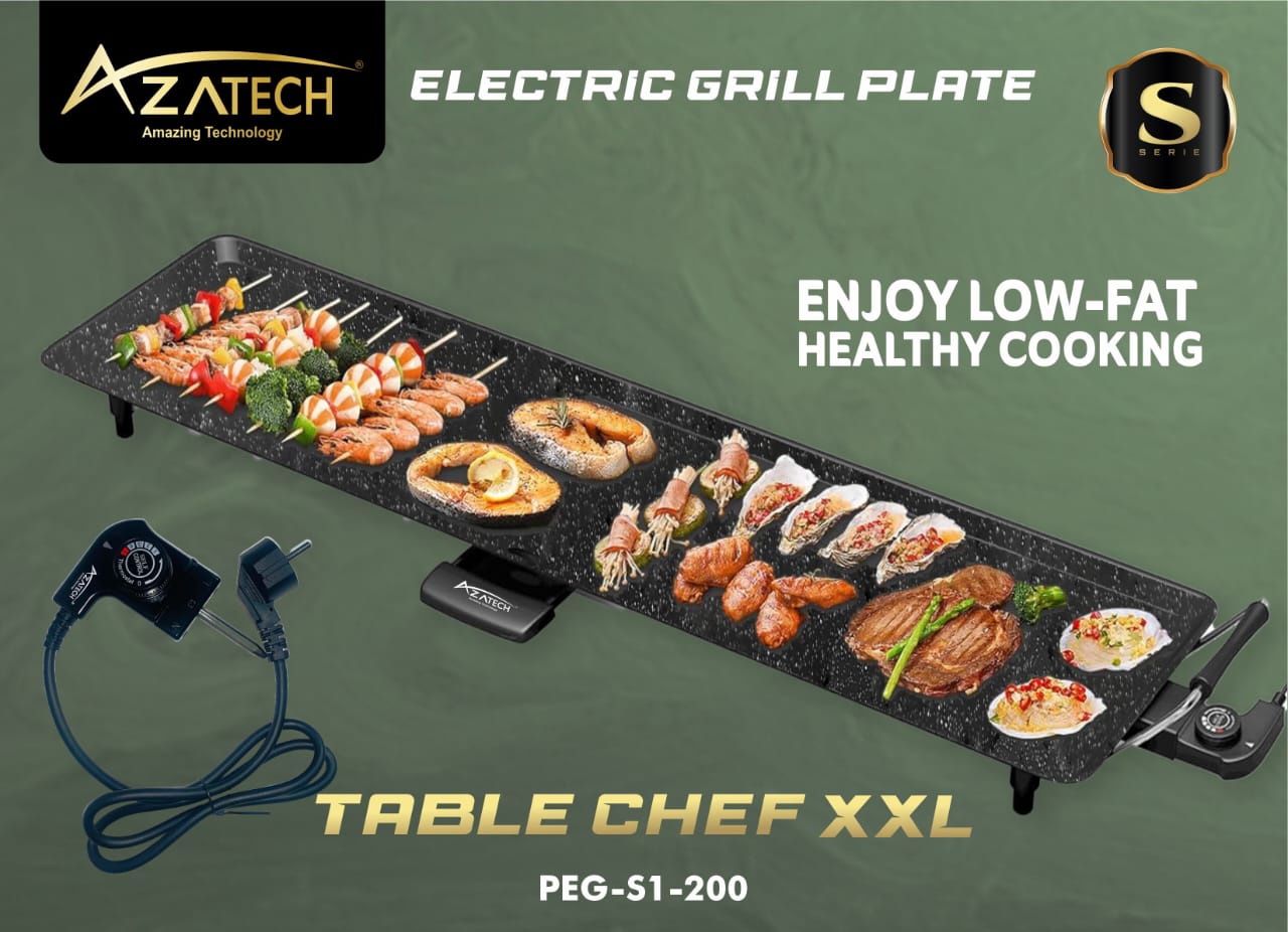 AZATECH TABLE CHEF XXL – Electric Grill Plate for Healthy Cooking