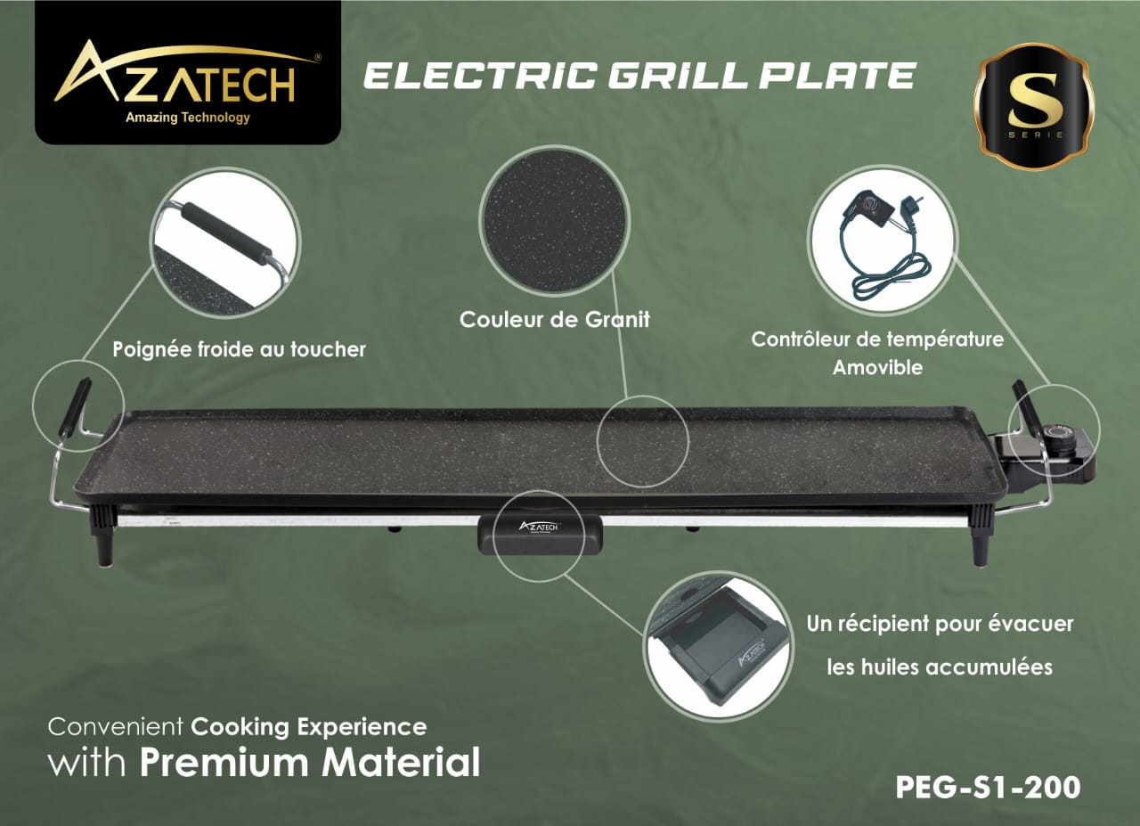 AZATECH TABLE CHEF XXL – Electric Grill Plate for Healthy Cooking
